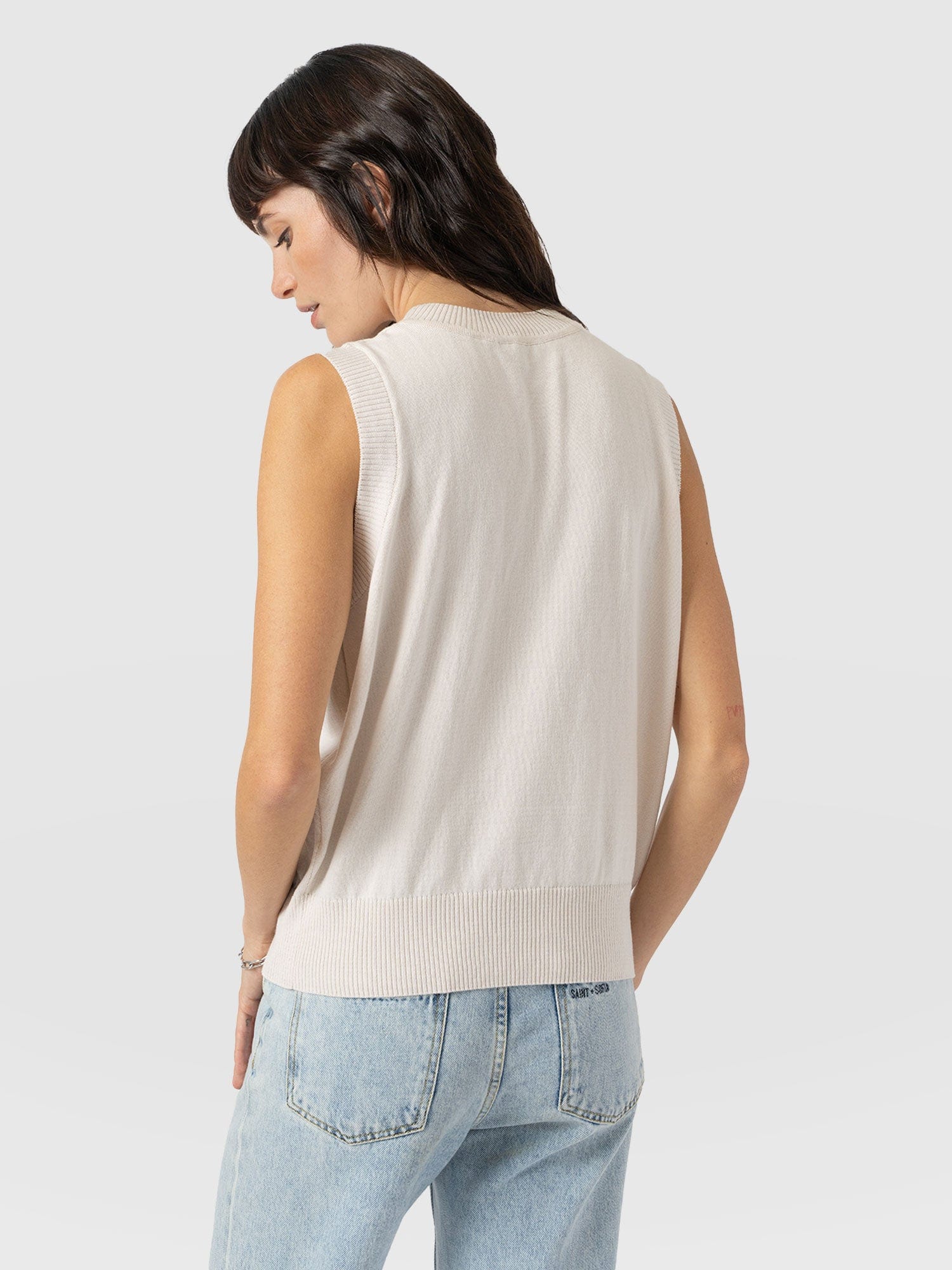 Astra Knit Vest - Cream - Women's Knitwears | Saint + Sofia® USA